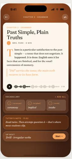 Reading a lesson in the Academy Wyld app